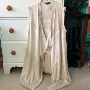 Banana Republic Cream Sleeveless Knit Drape Cardigan Vest